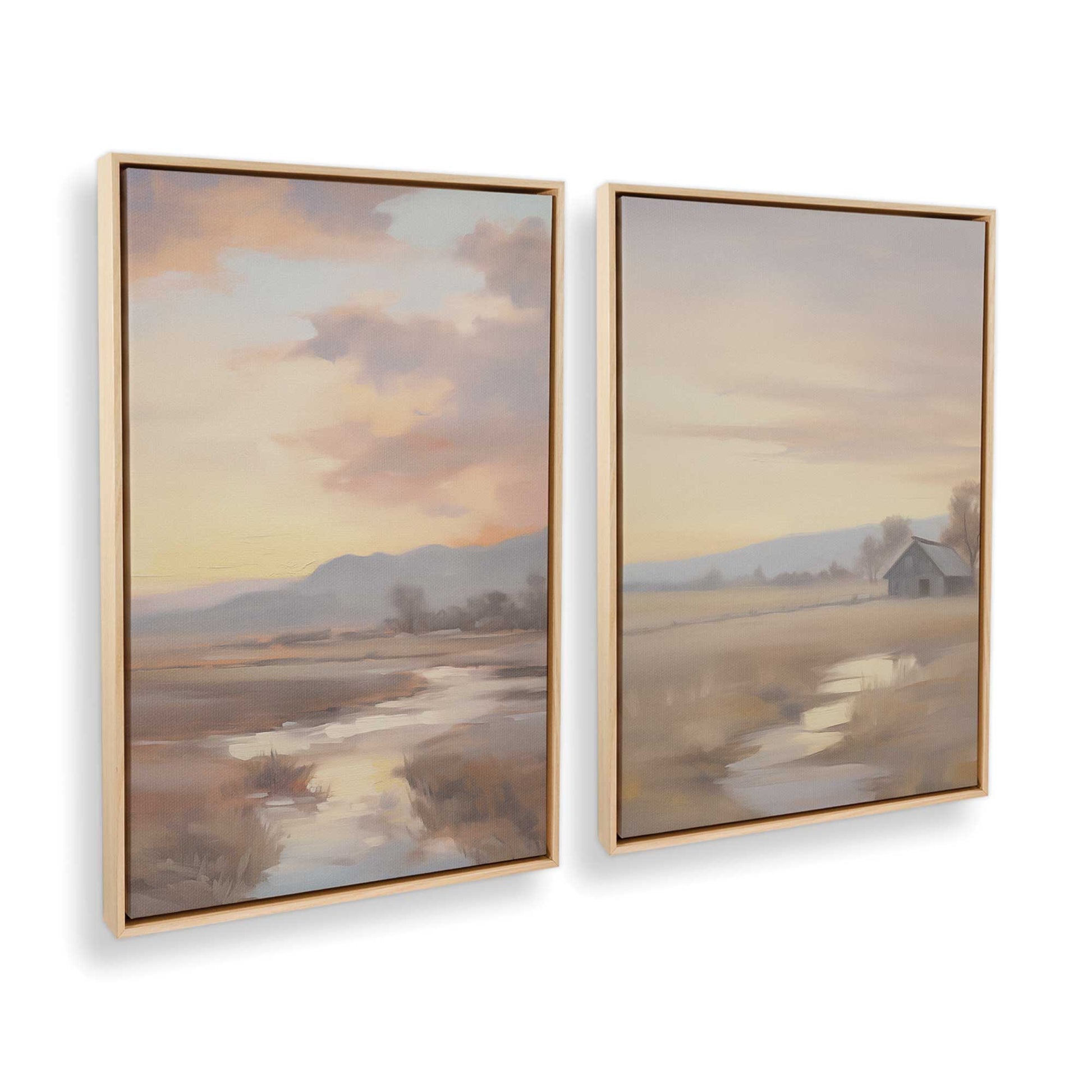 [Color:American Maple], Picture of art in a American Maple frame at an angle