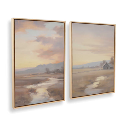 [Color:American Maple], Picture of art in a American Maple frame at an angle