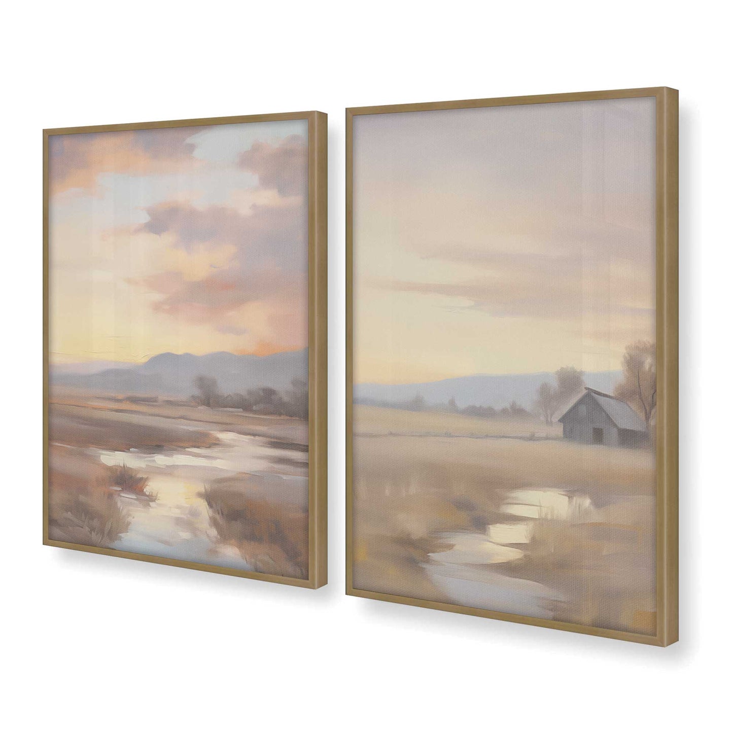 [Color:Brushed Gold], Picture of art in a Brushed Gold frame at an angle