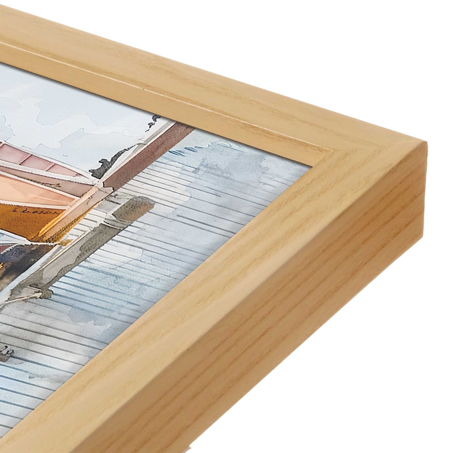 [Color:American Maple], Picture of art in a American Maple frame at an angle