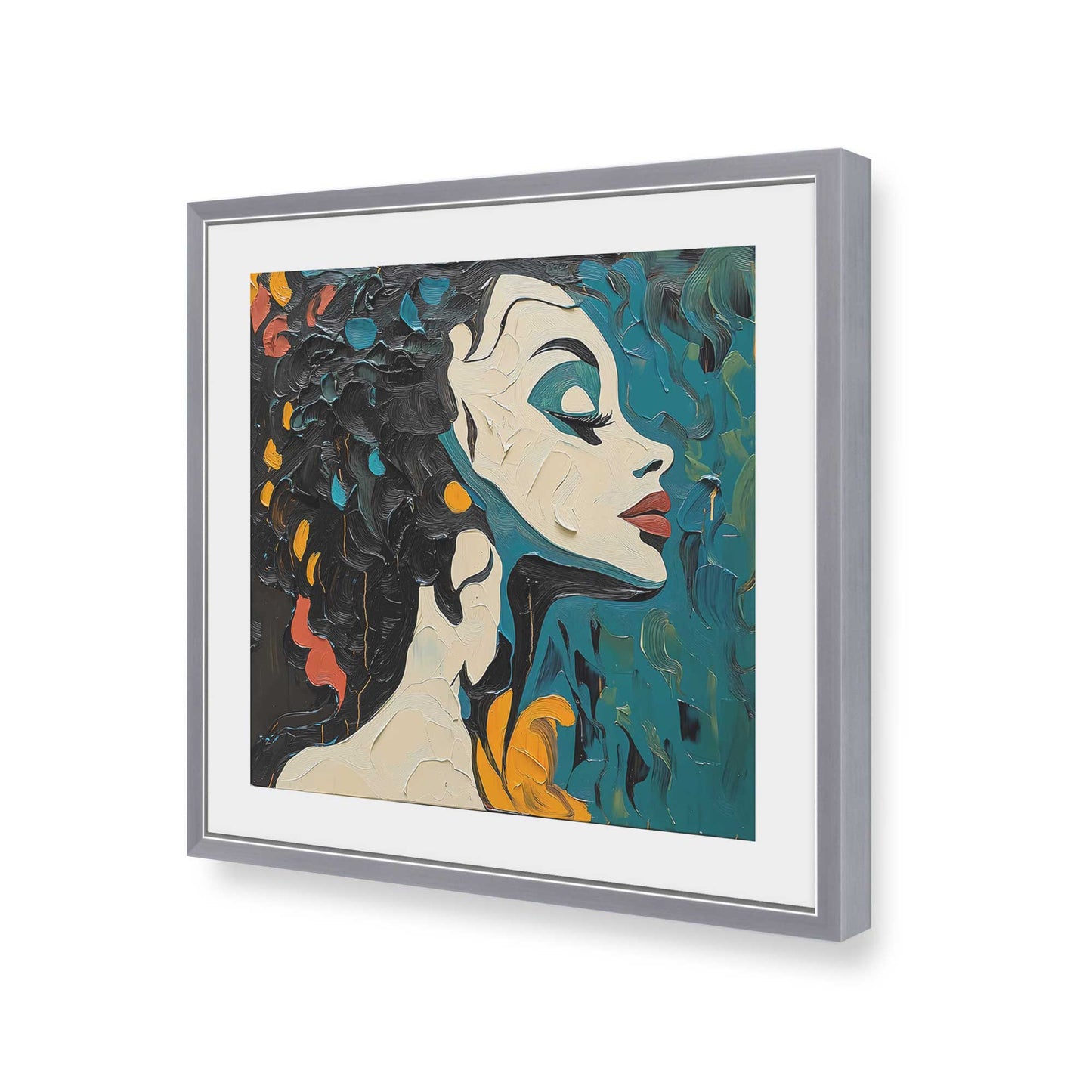 [Color:Polished Chrome], Picture of art in a Polished Chrome frame of the corner