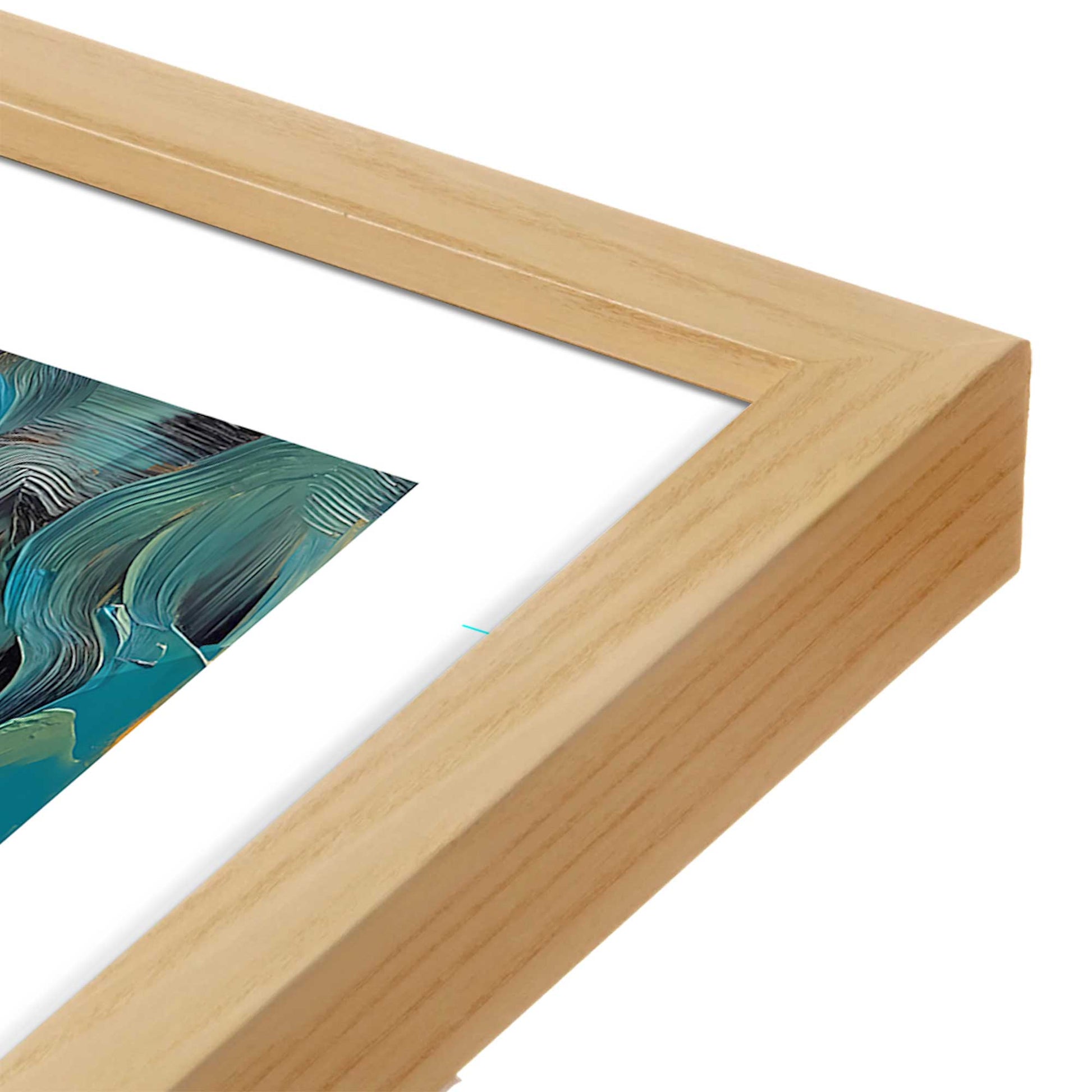 [Color:American Maple], Picture of art in a American Maple frame at an angle