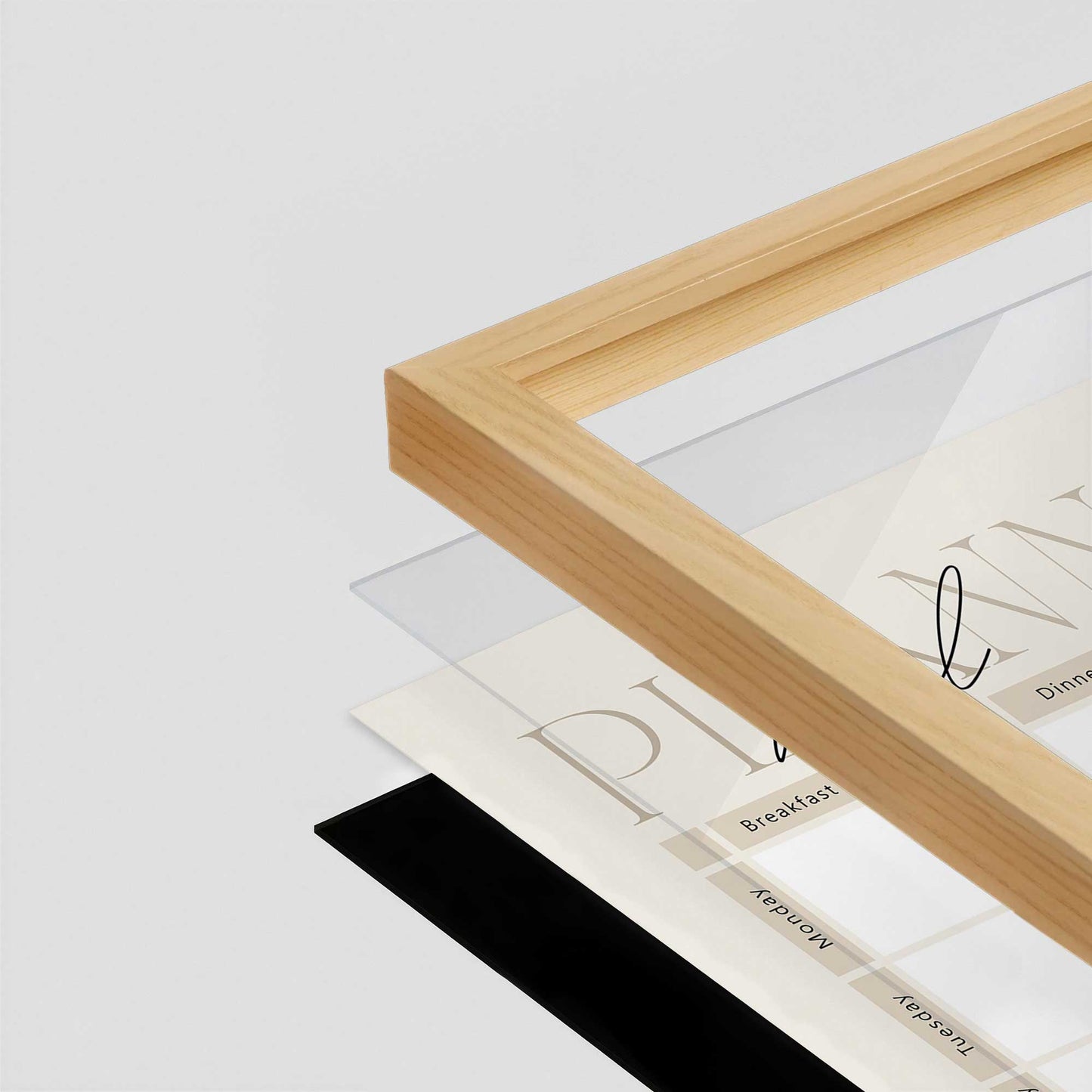 [Color:American Maple], Picture of art in a American Maple frame at an angle