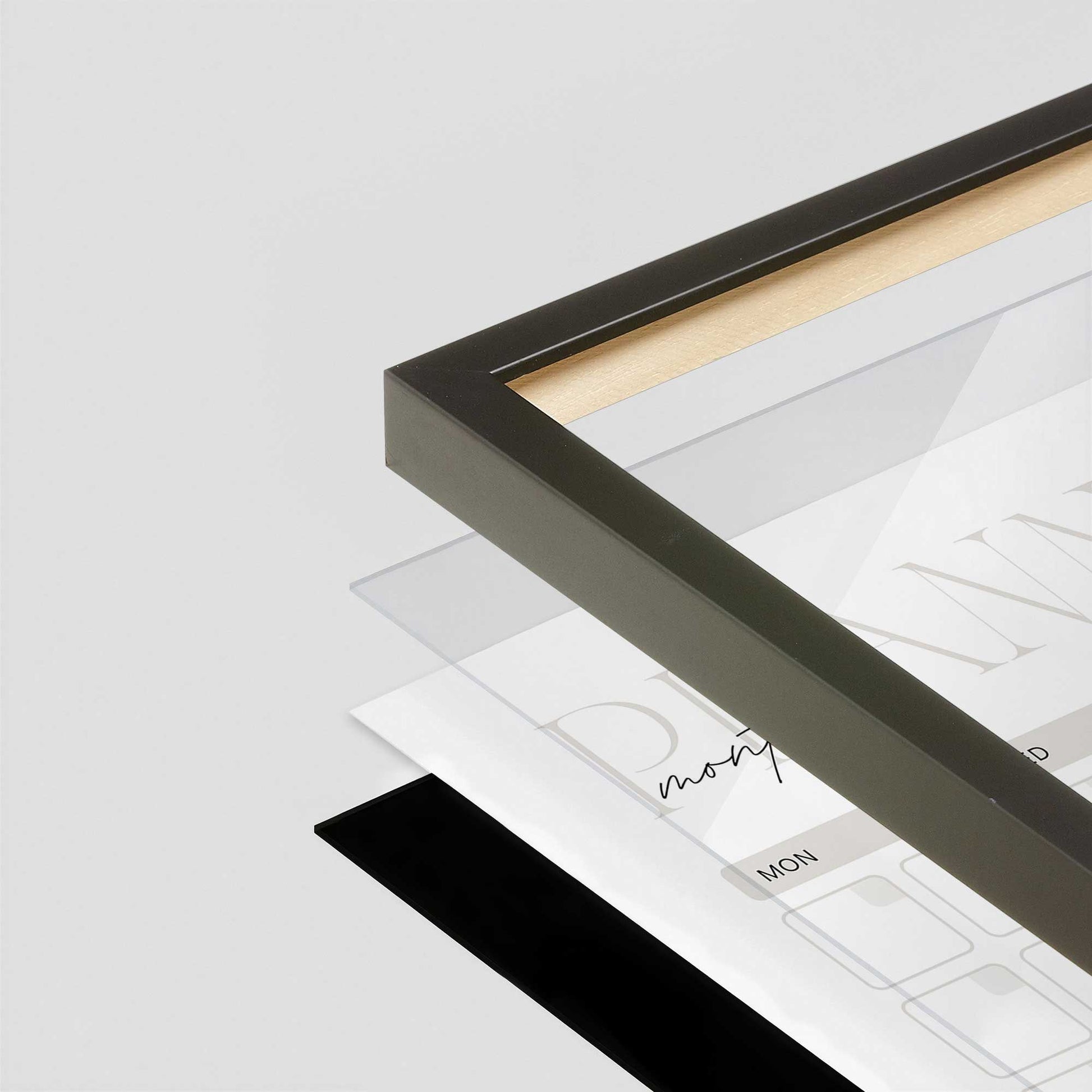 [Color:Satin Black], Picture of art in a Satin Black frame at an angle