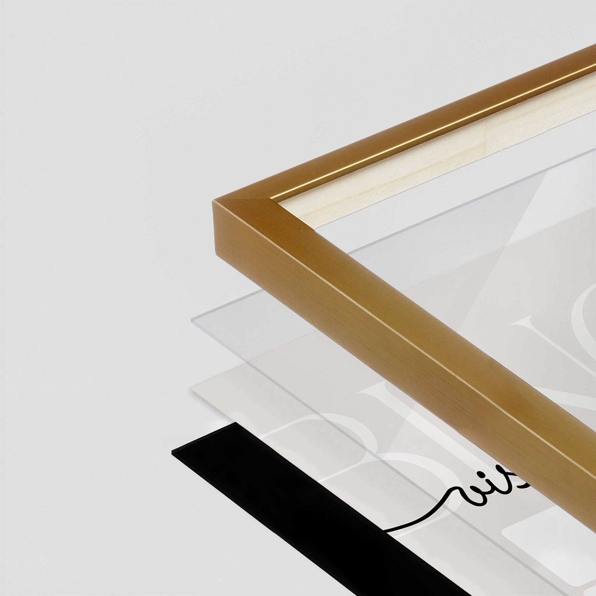 [Color:Polished Gold], Picture of art in a Polished Gold frame at an angle