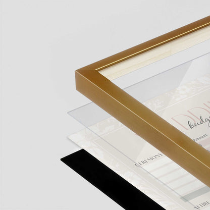 [Color:Polished Gold], Picture of art in a Polished Gold frame at an angle