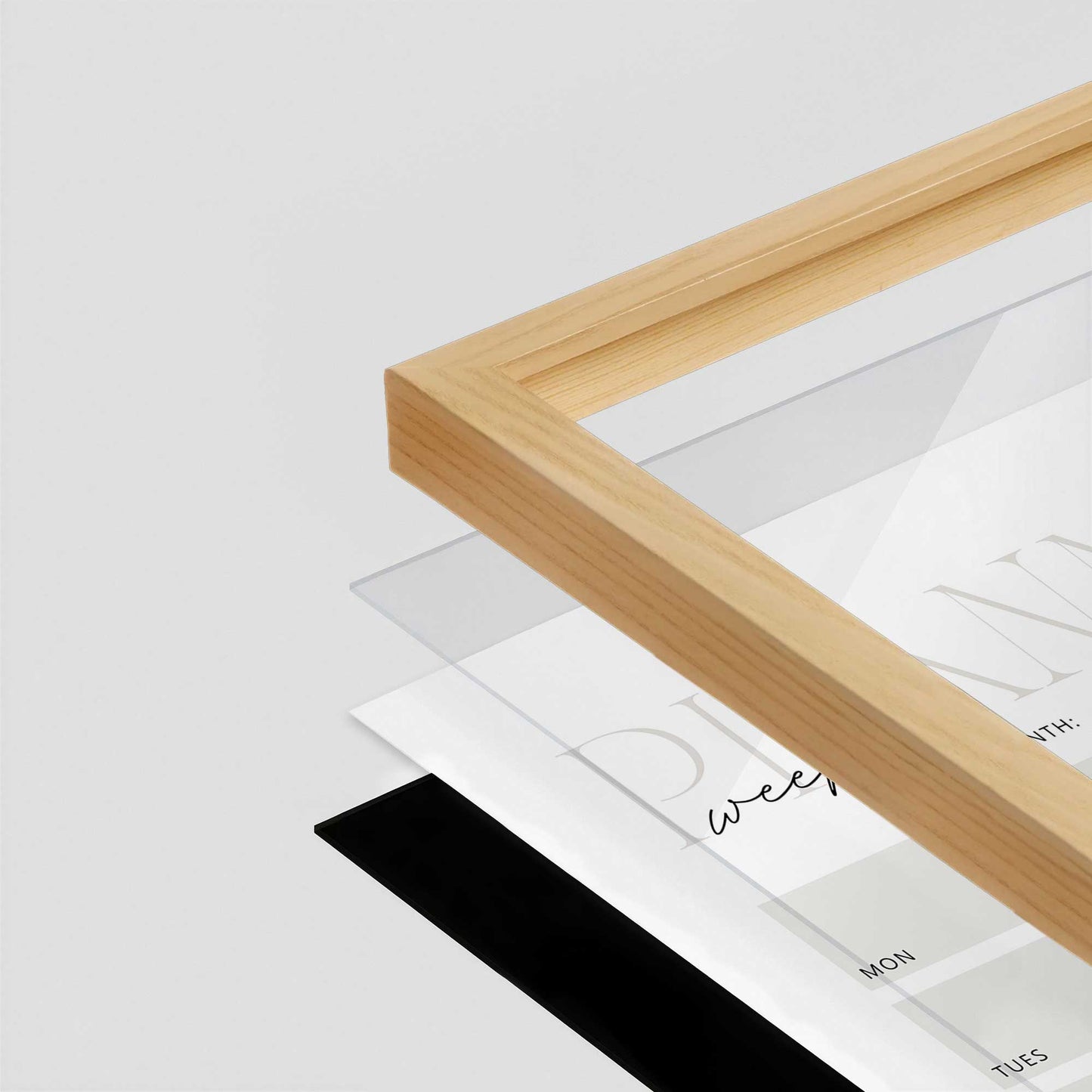 [Color:American Maple], Picture of art in a American Maple frame at an angle