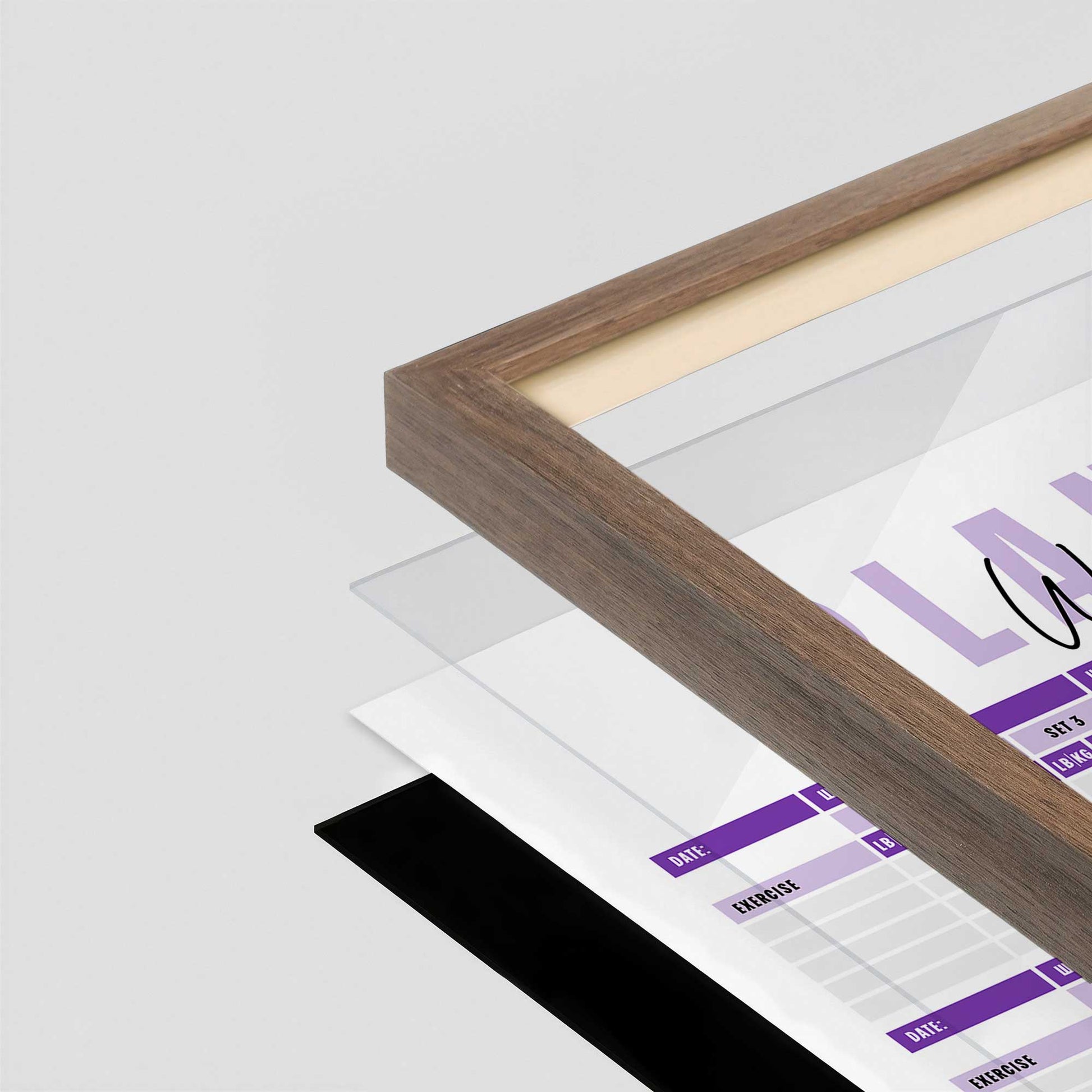 [Color:Walnut], Picture of art in a Walnut frame at an angle