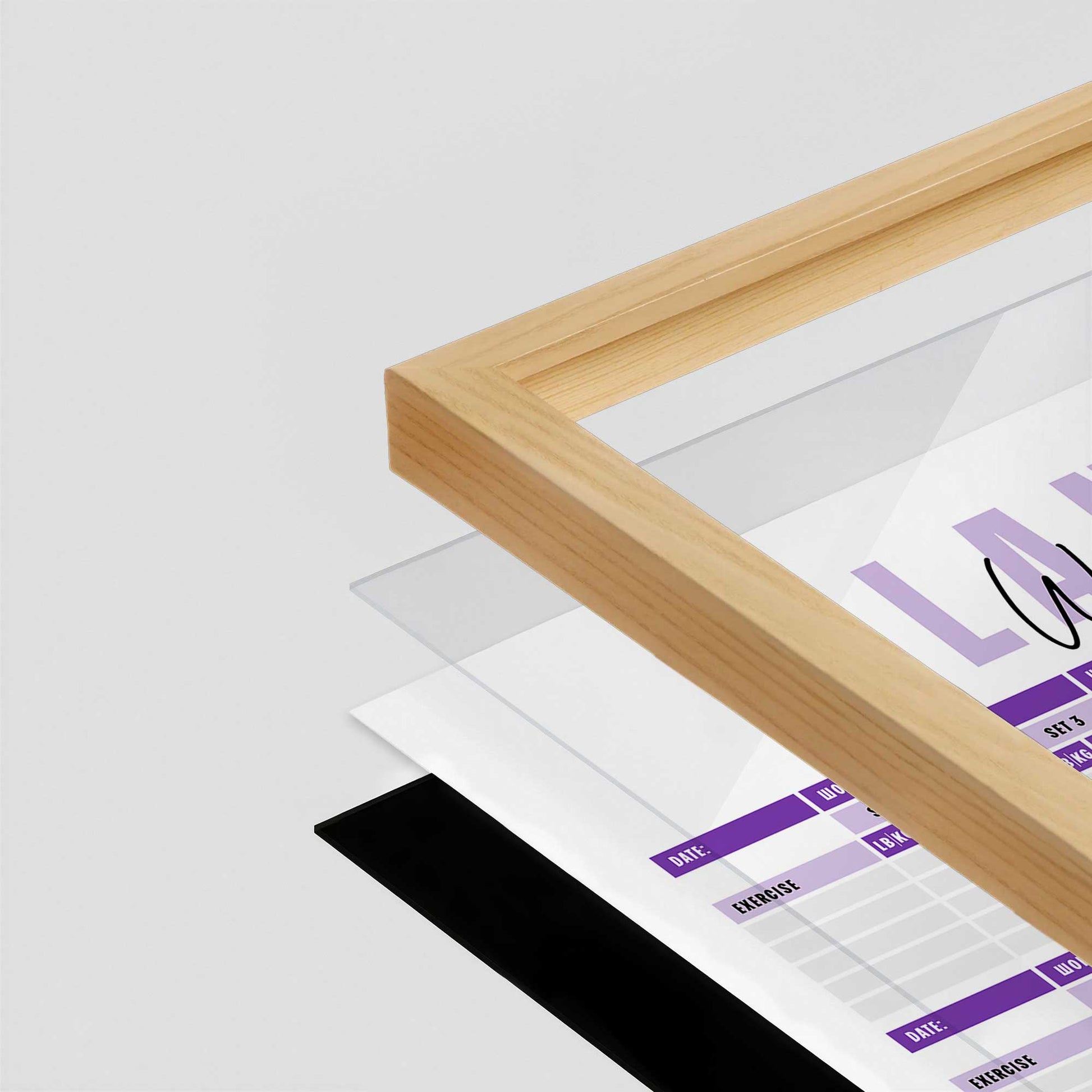 [Color:American Maple], Picture of art in a American Maple frame at an angle