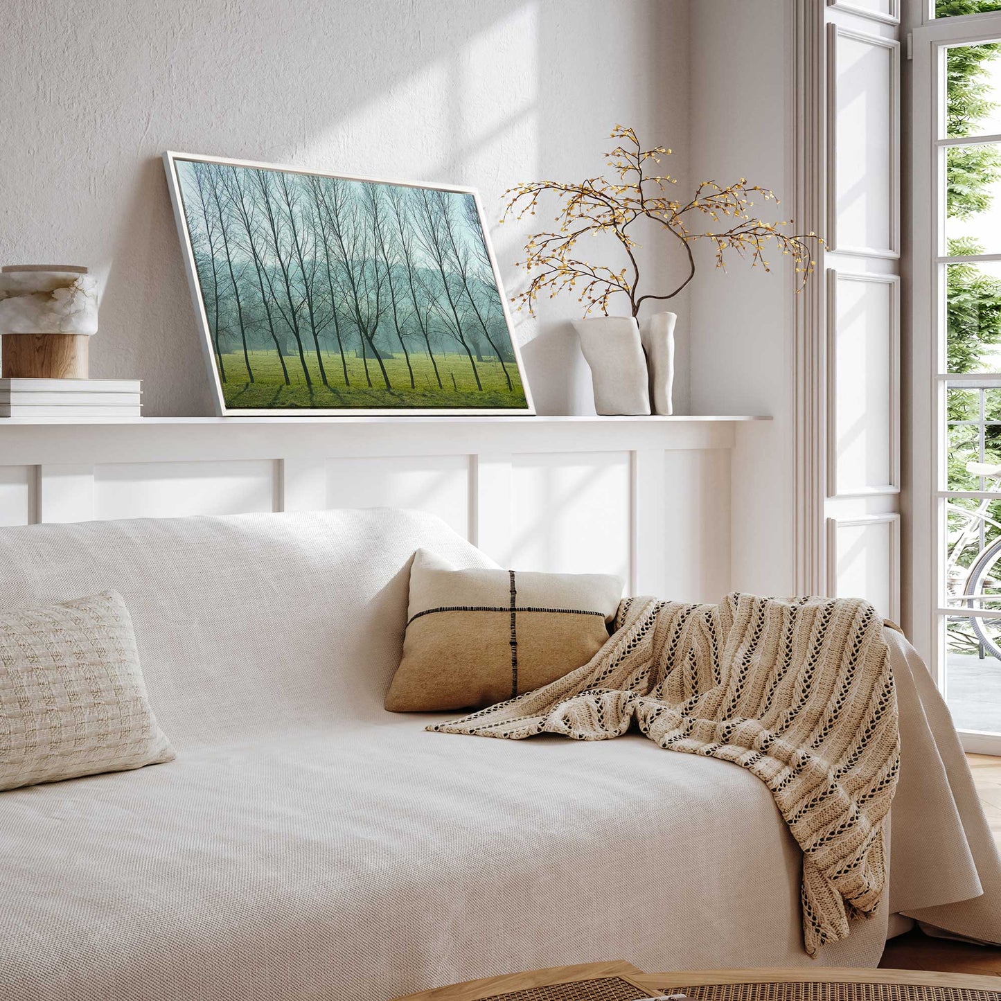 Misty Normandy Meadow Print on Canvas