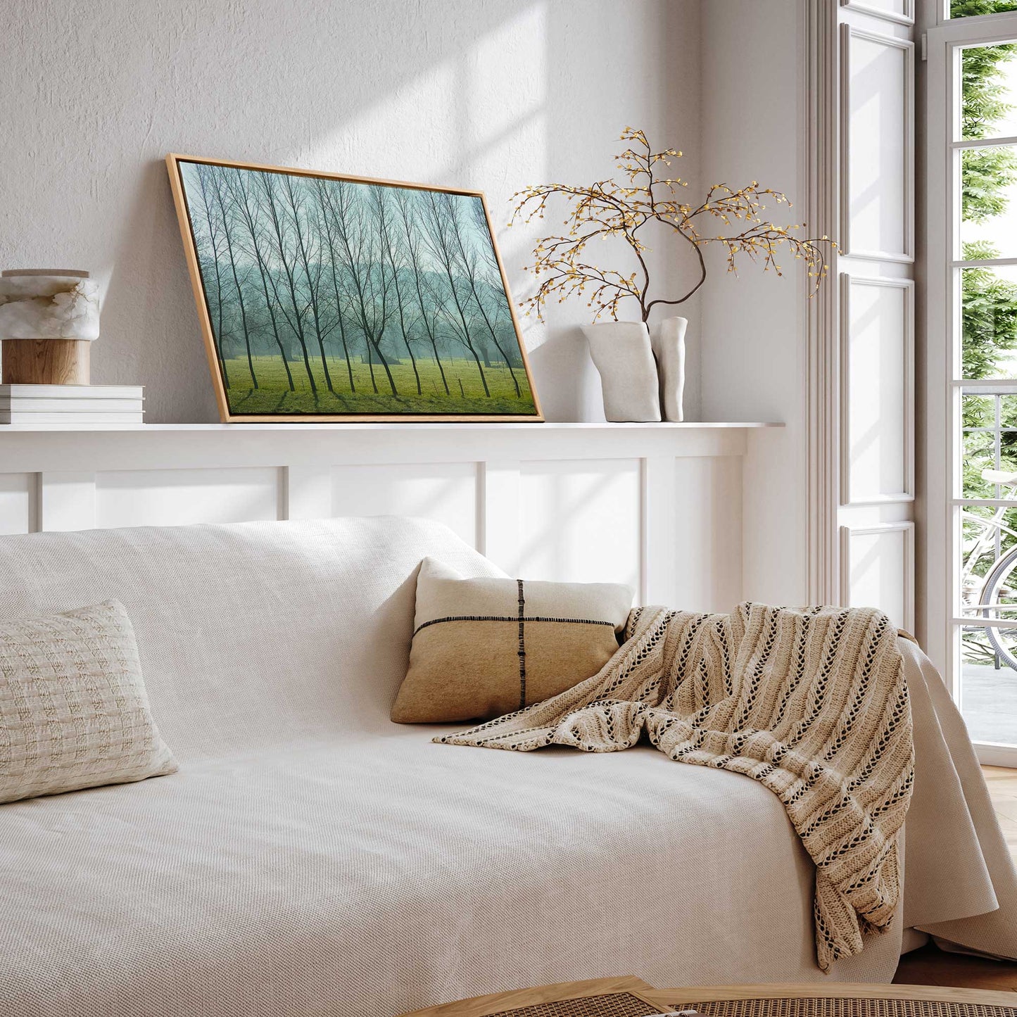 Misty Normandy Meadow Print on Canvas