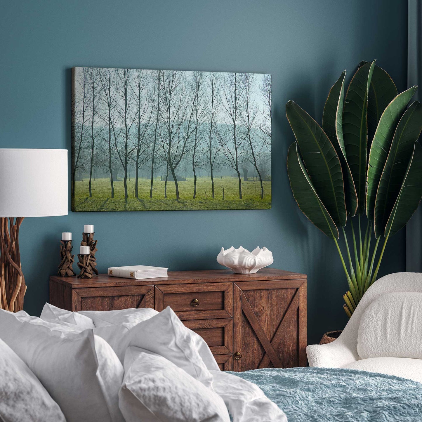 Misty Normandy Meadow Print on Canvas