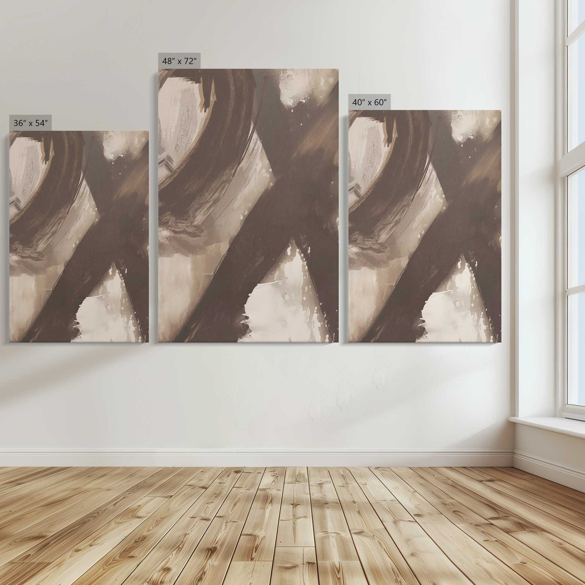 [Color:Stretched Canvas], Image showing the size comparisons