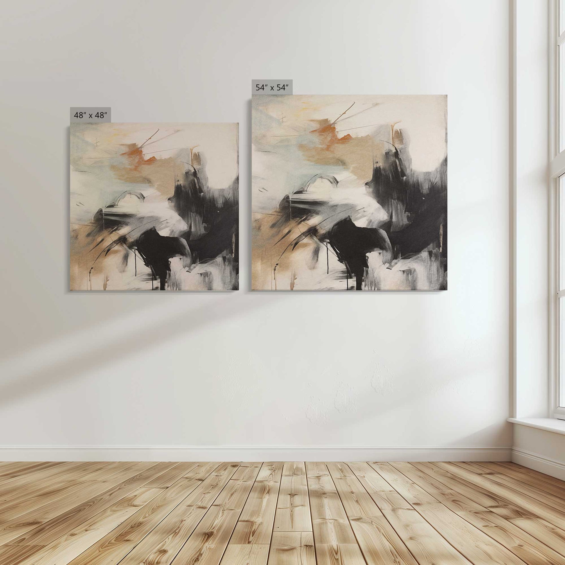 [Color:Stretched Canvas], Image showing the size comparisons