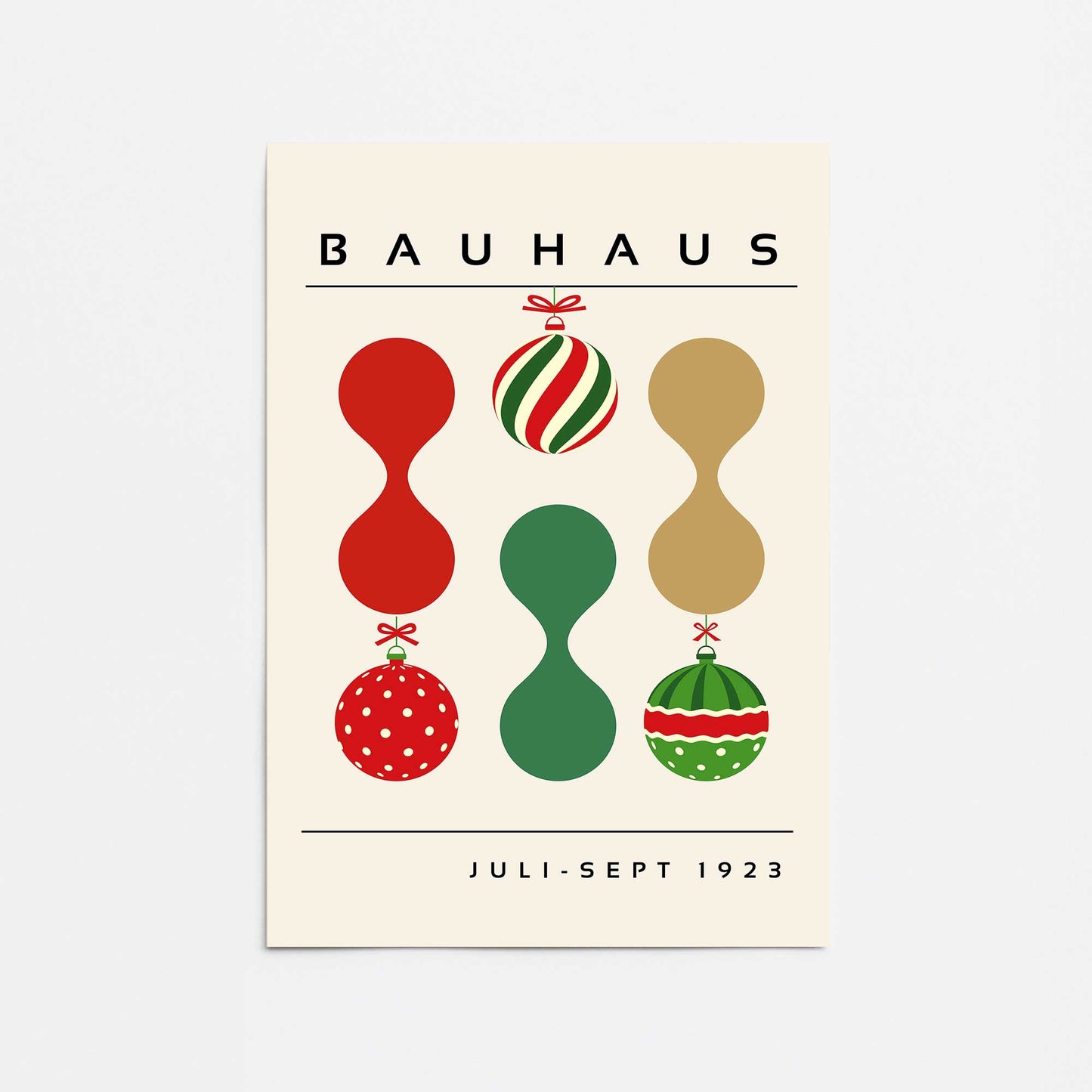 Bauhaus Retro Christmas Ornaments Promotional Rolled Print
