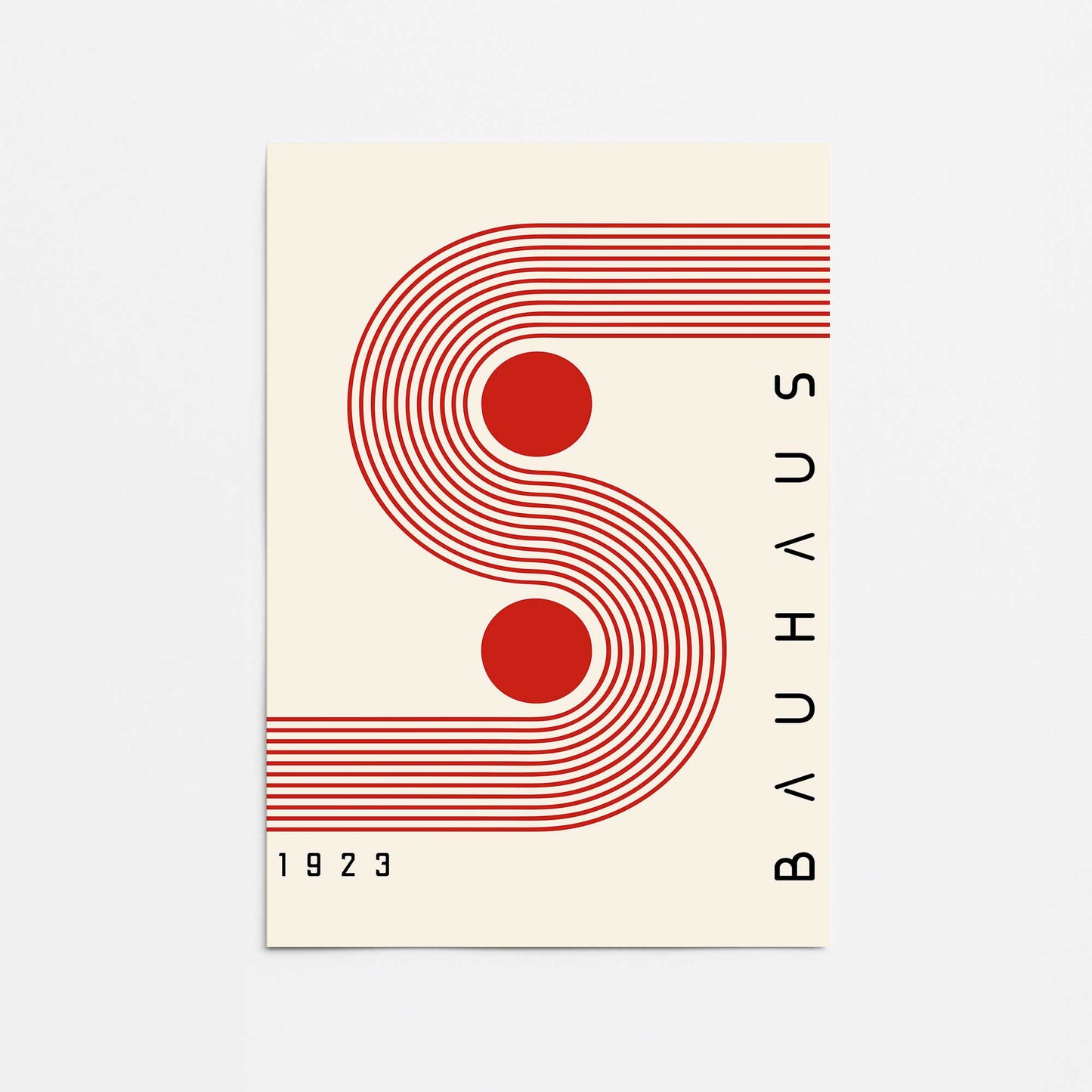 Red Circles and Curves Bauhaus Poster Promotional Rolled Print