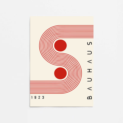 Red Circles and Curves Bauhaus Poster Promotional Rolled Print