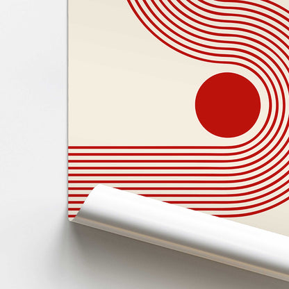 Red Circles and Curves Bauhaus Poster Promotional Rolled Print