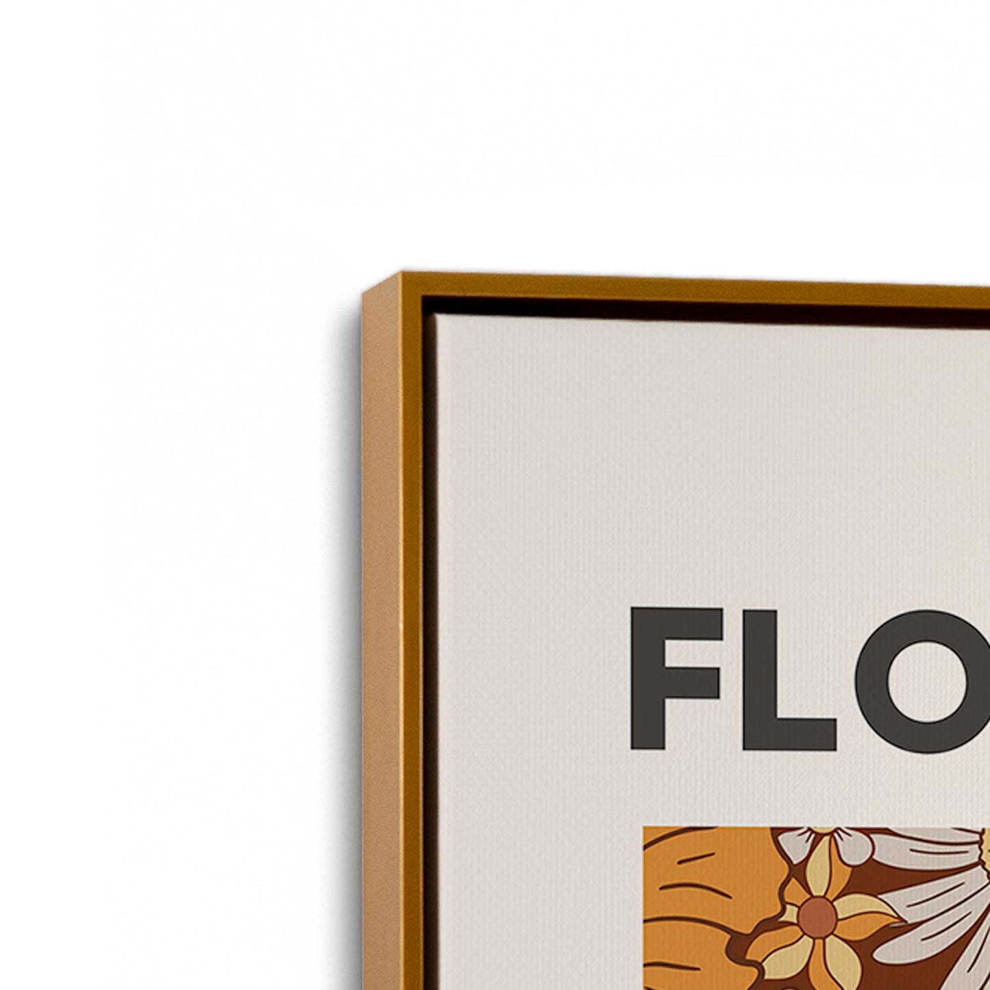 [Color:Polished Gold], Picture of art in a Polished Gold frame at an angle