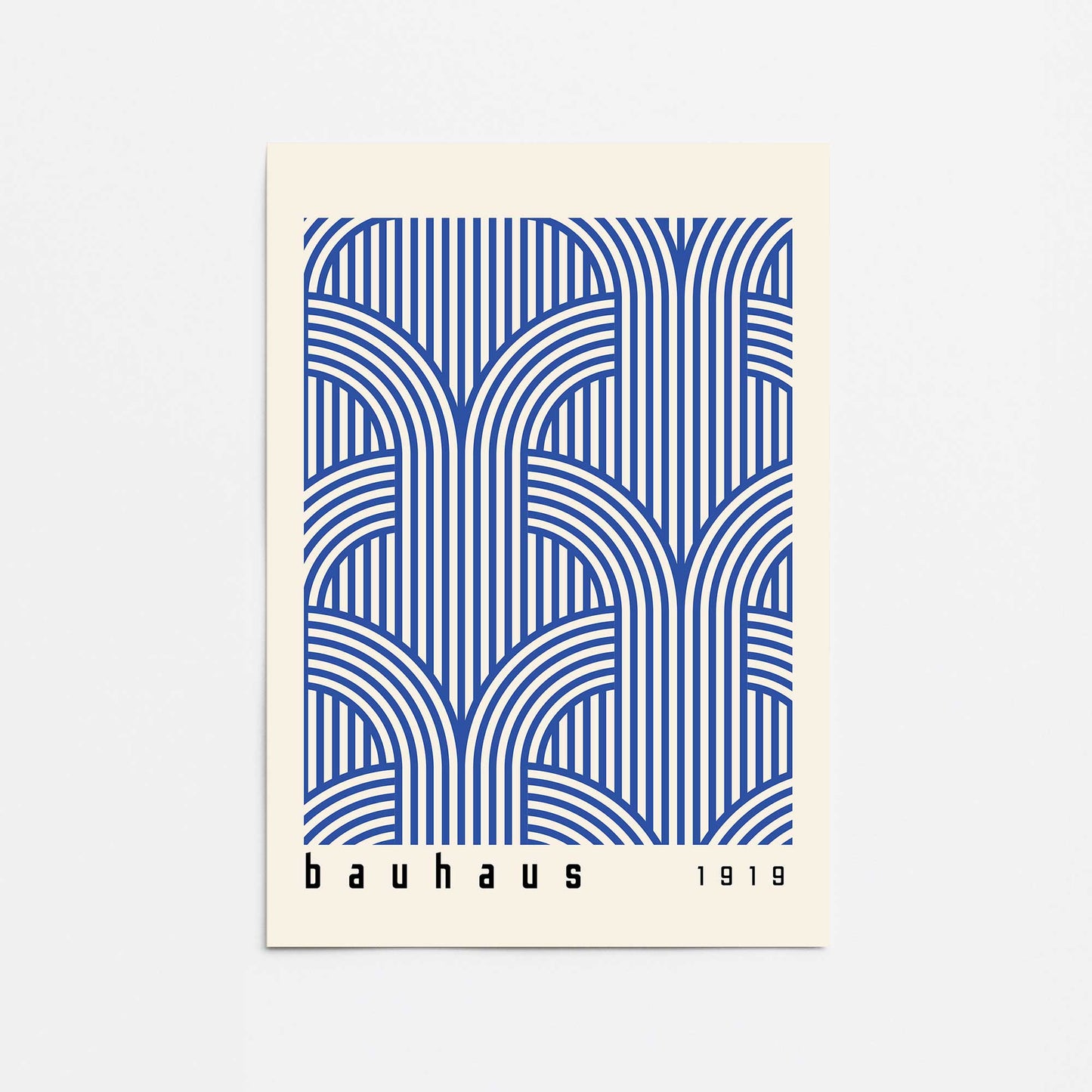 Bauhaus Abstract Arches in Blue Promotional Rolled Print