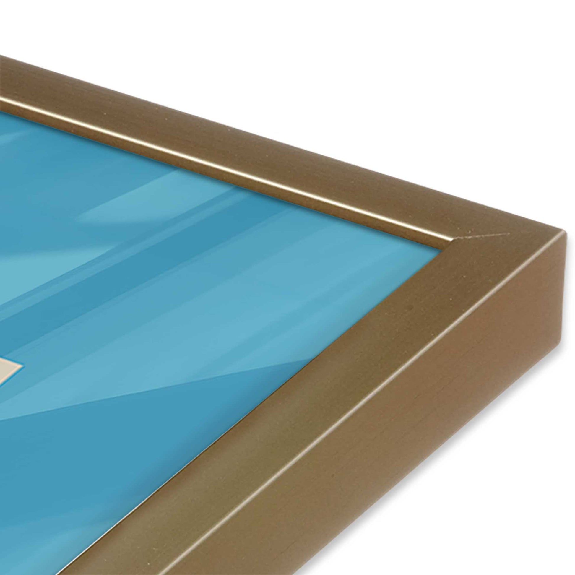 [Color:Brushed Gold], Picture of art in a Brushed Gold frame at an angle