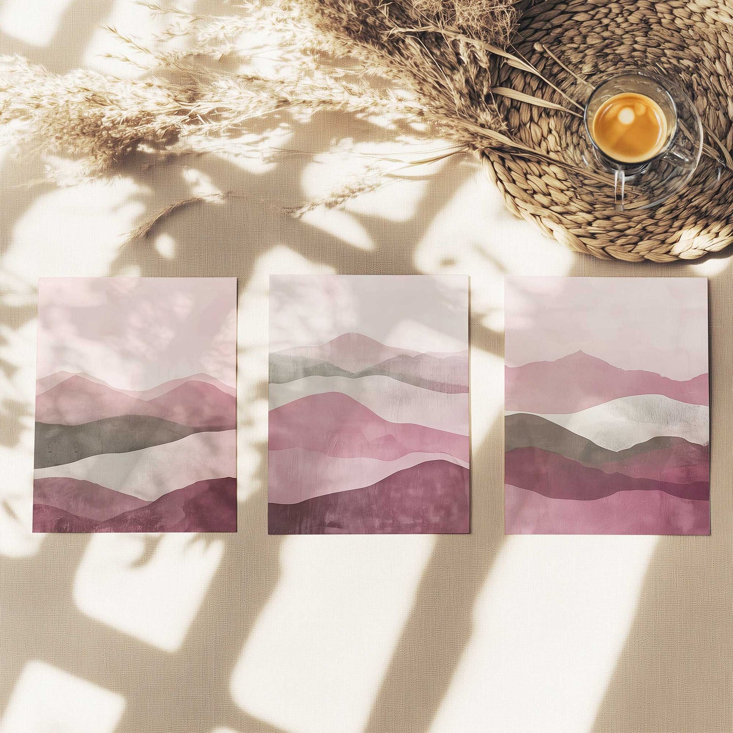 Pink Fluorite Mist Set of 3 Prints