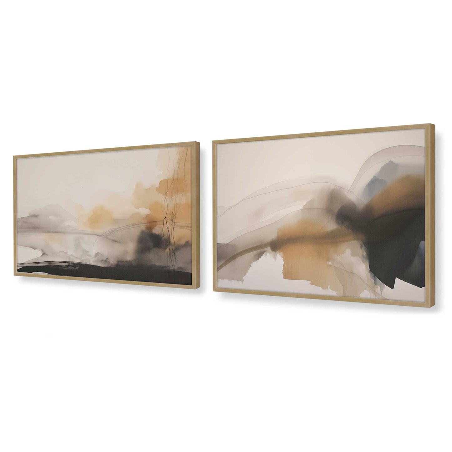 [Color:Brushed Gold], Picture of art in a Brushed Gold frame at an angle