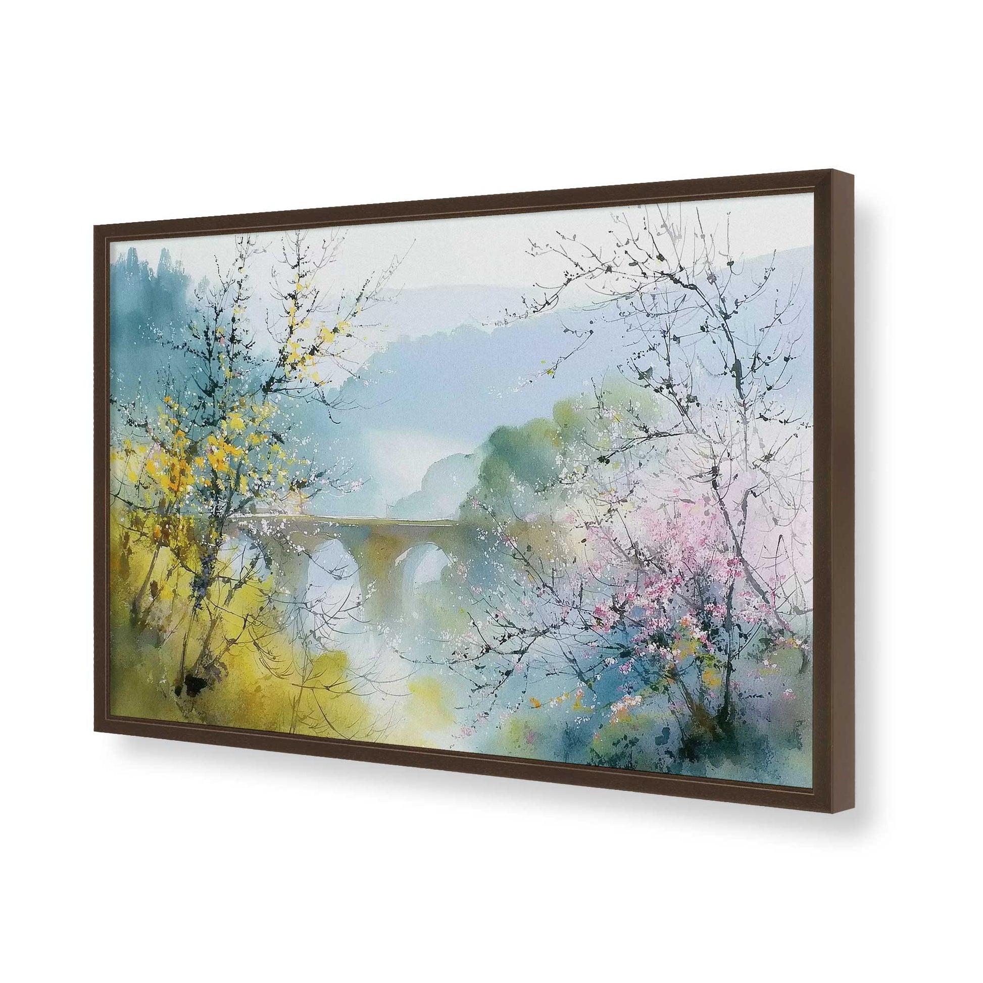 [Color:Brown], Picture of art in a Brown frame of the corner