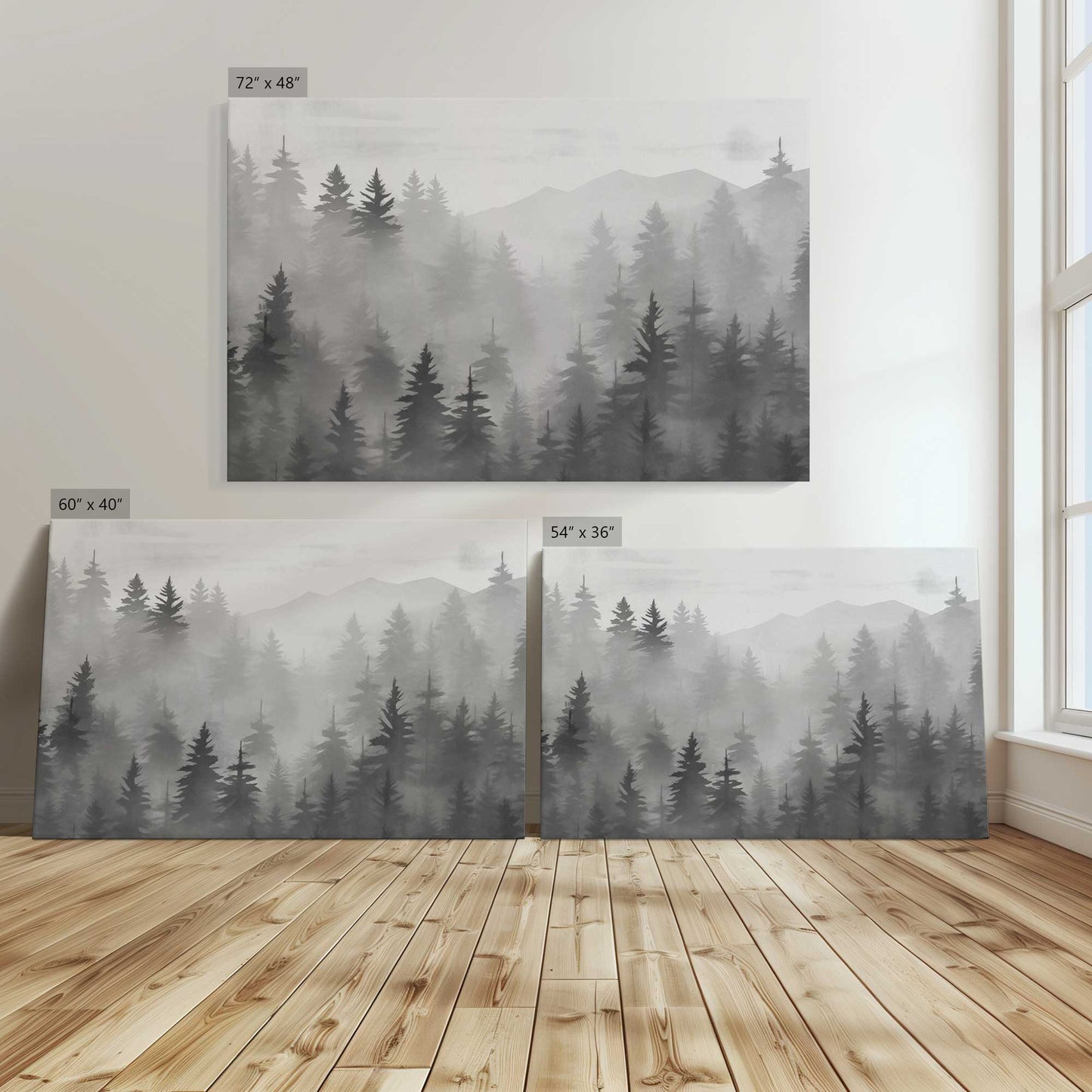 [Color:Stretched Canvas], Image showing the size comparisons