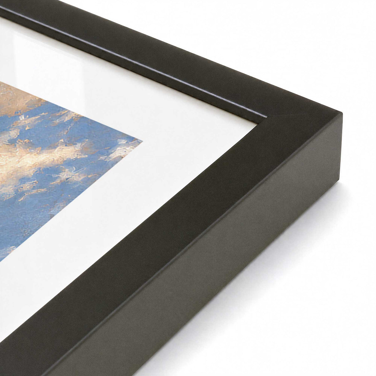 [Color:Satin Black], Picture of art in a Satin Black frame at an angle