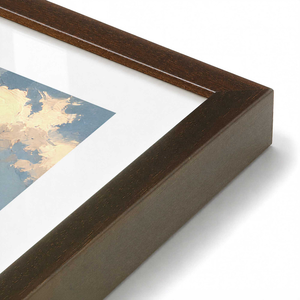 [Color:Brown], Picture of art in a Brown frame at an angle