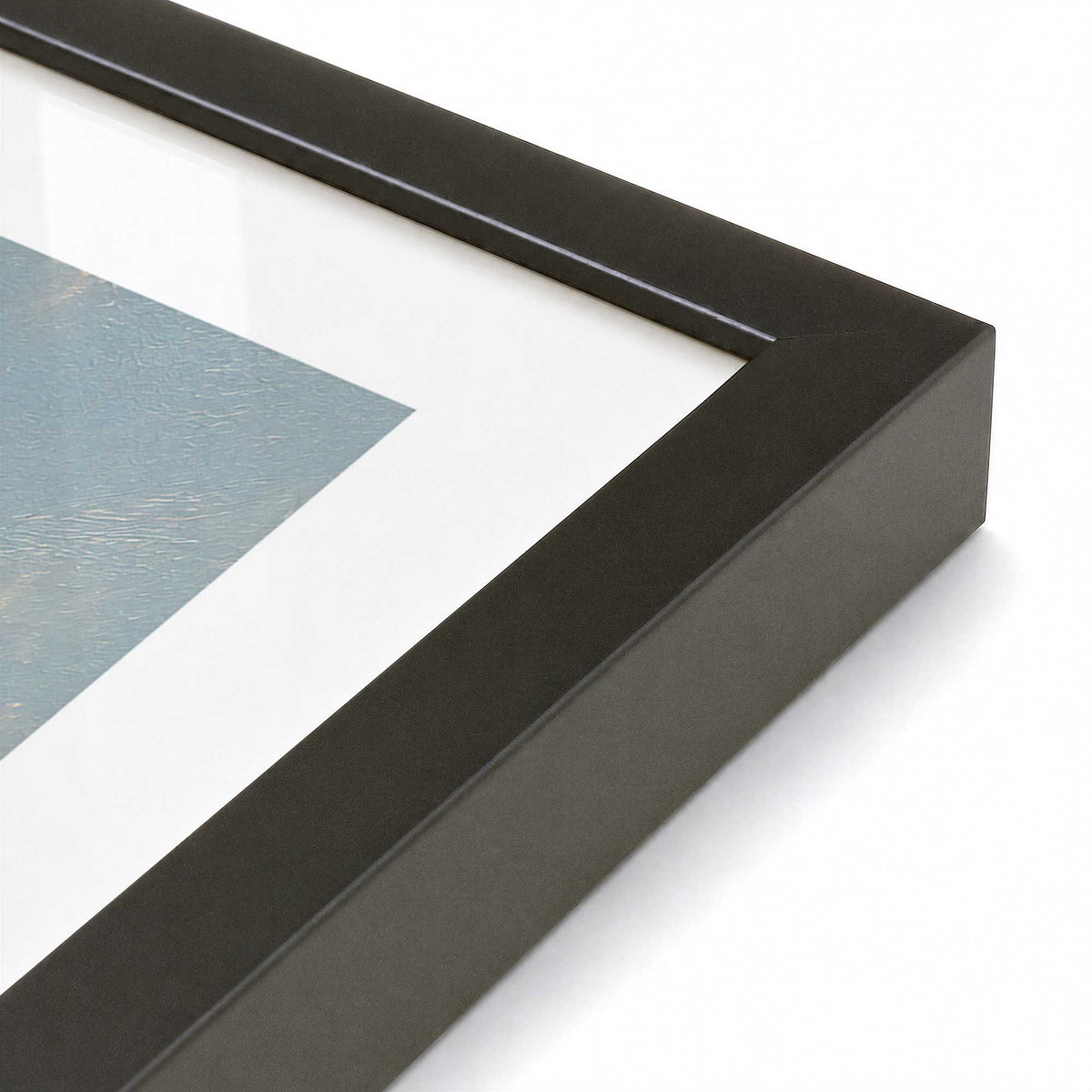 [Color:Satin Black], Picture of art in a Satin Black frame at an angle