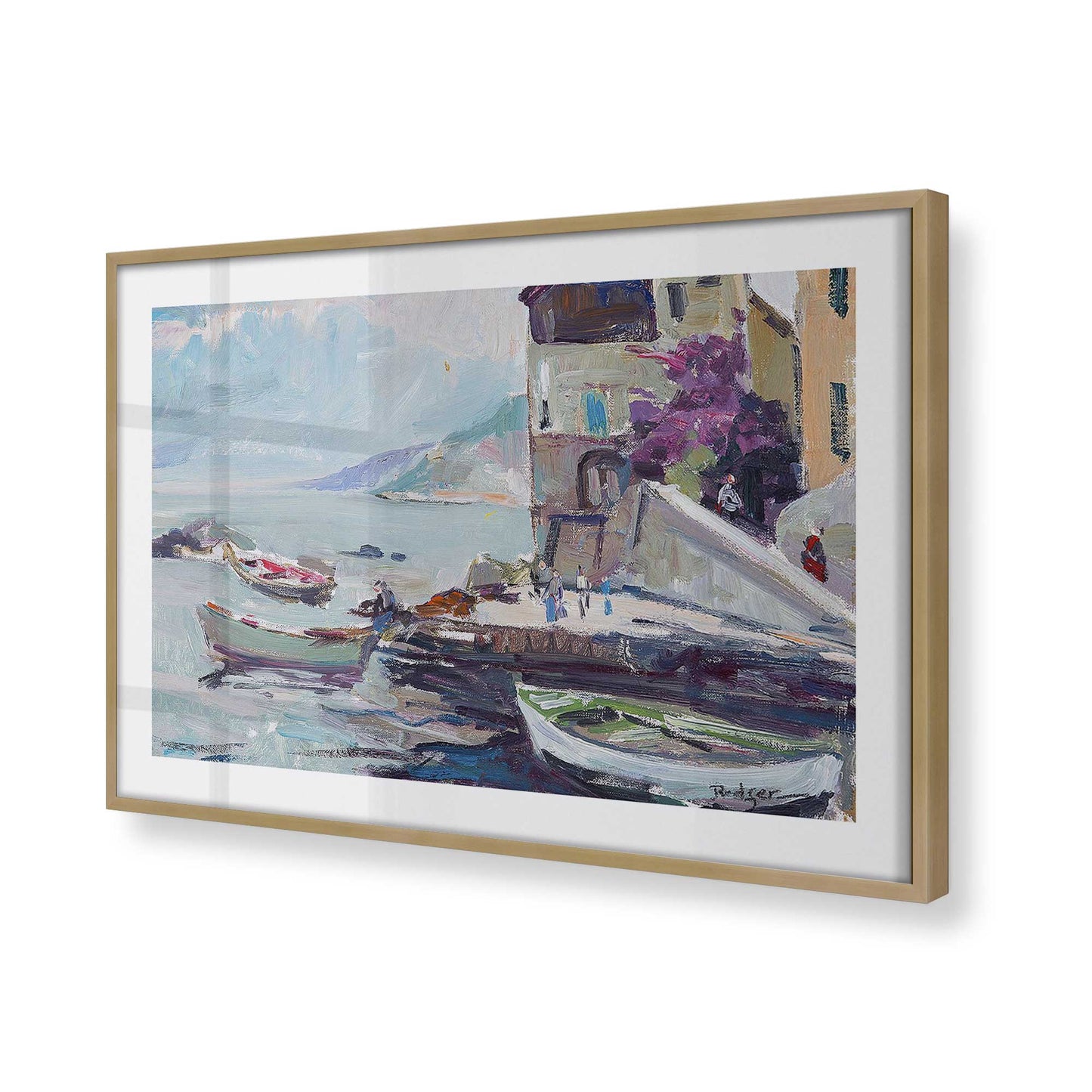 [Color:Brushed Gold], Picture of art in a Brushed Gold frame at an angle