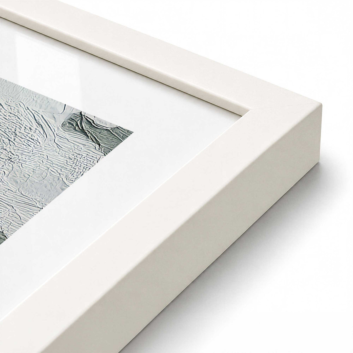[Color:Opaque White], Picture of art in a Opaque White frame at an angle