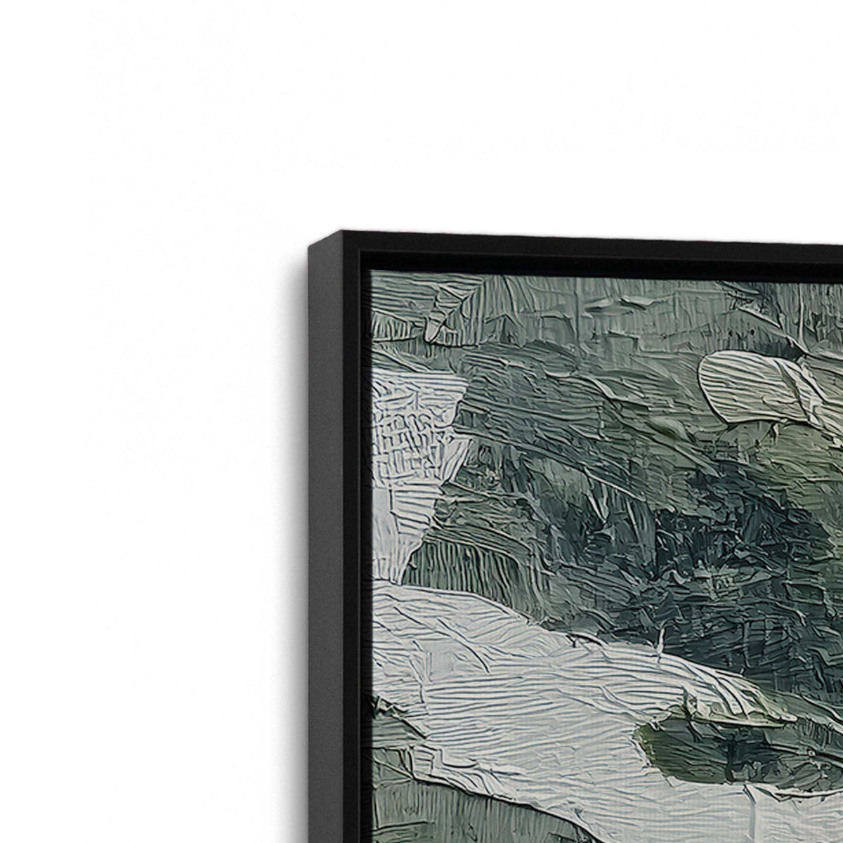 [Color:Satin Black], Picture of art in a Satin Black frame at an angle