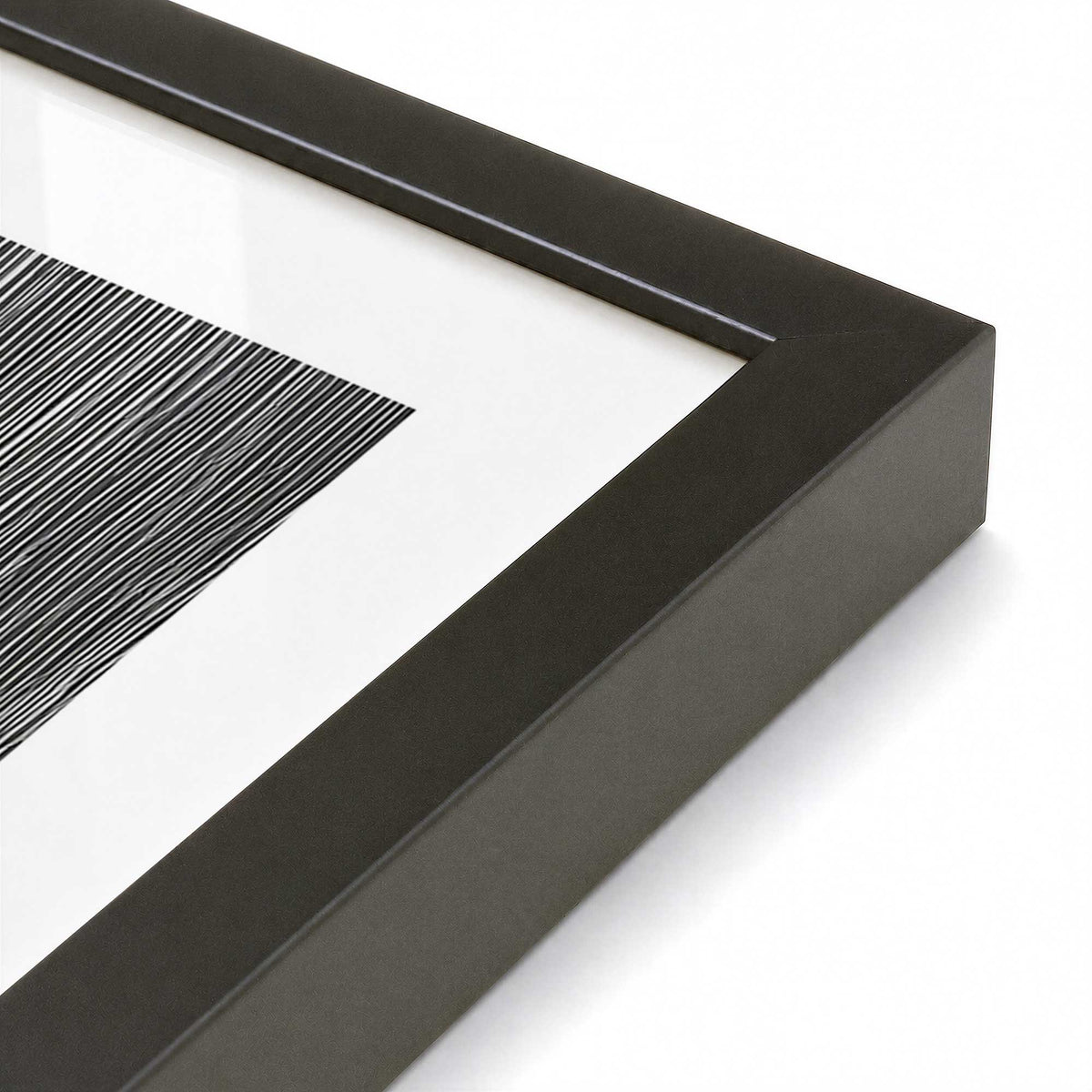 [Color:Satin Black], Picture of art in a Satin Black frame of the corner