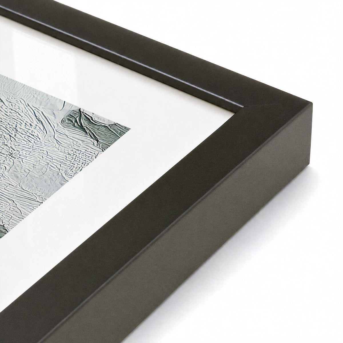 [Color:Satin Black], Picture of art in a Satin Black frame of the corner