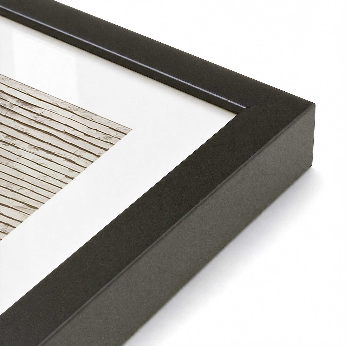 [Color:Satin Black], Picture of art in a Satin Black frame of the corner
