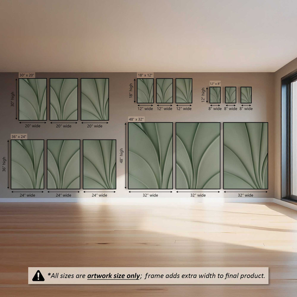 Sage in Motion, Set of 3 Prints on Canvas