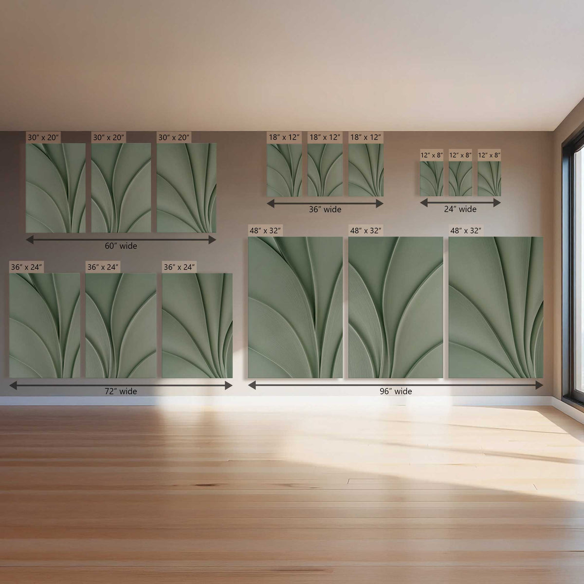Sage in Motion, Set of 3 Prints on Canvas