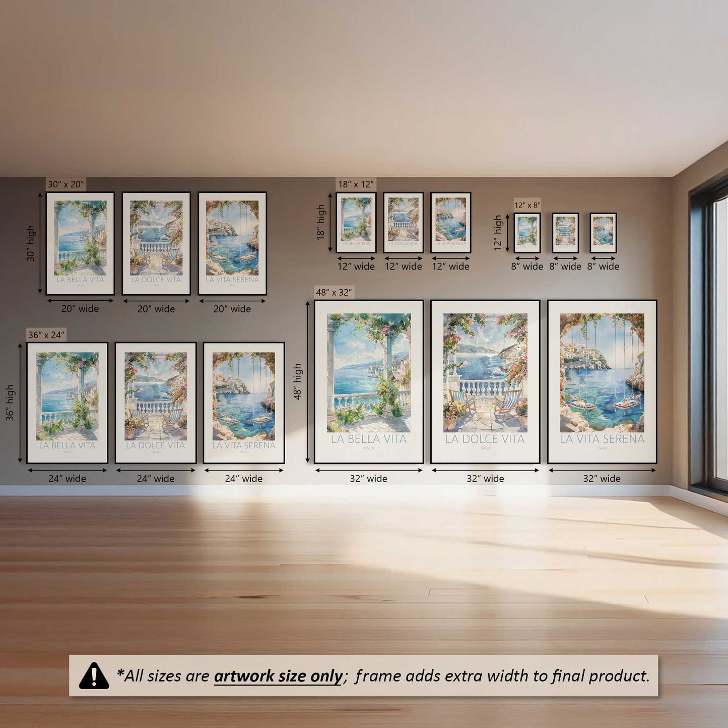 Bella Vita Views, Set of 3 Prints on Canvas