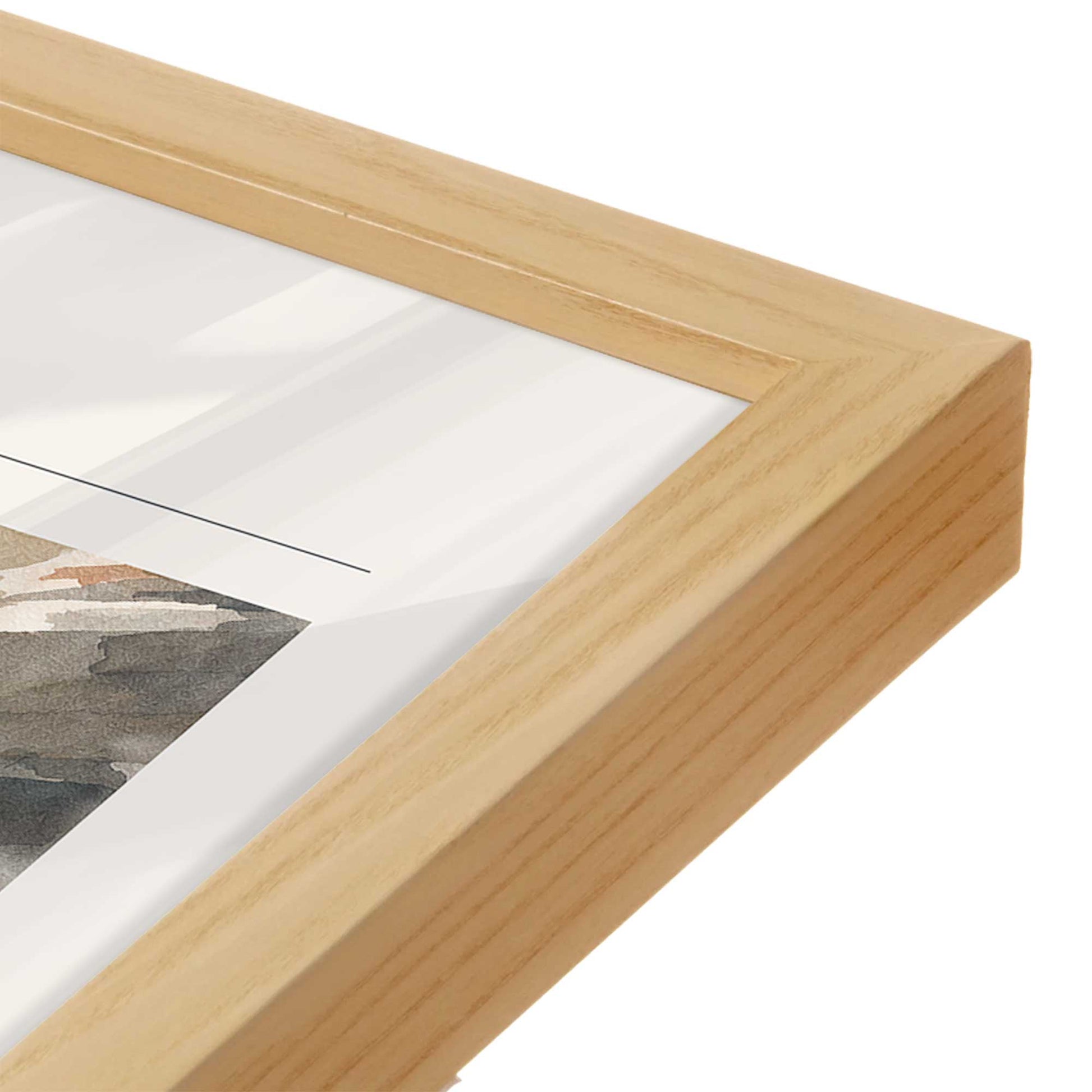 [Color:American Maple], Picture of art in a American Maple frame at an angle