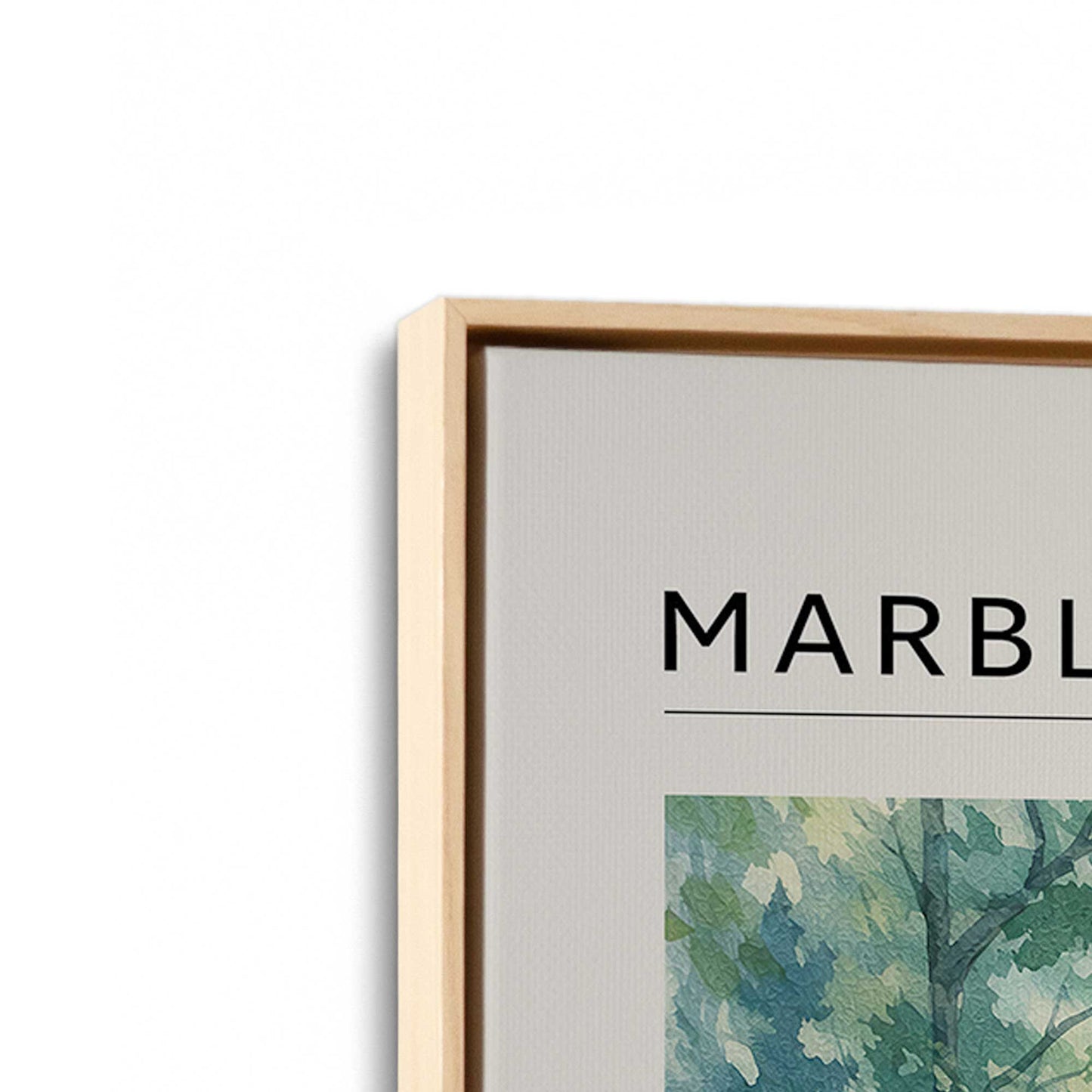 [Color:American Maple], Picture of art in a American Maple frame at an angle