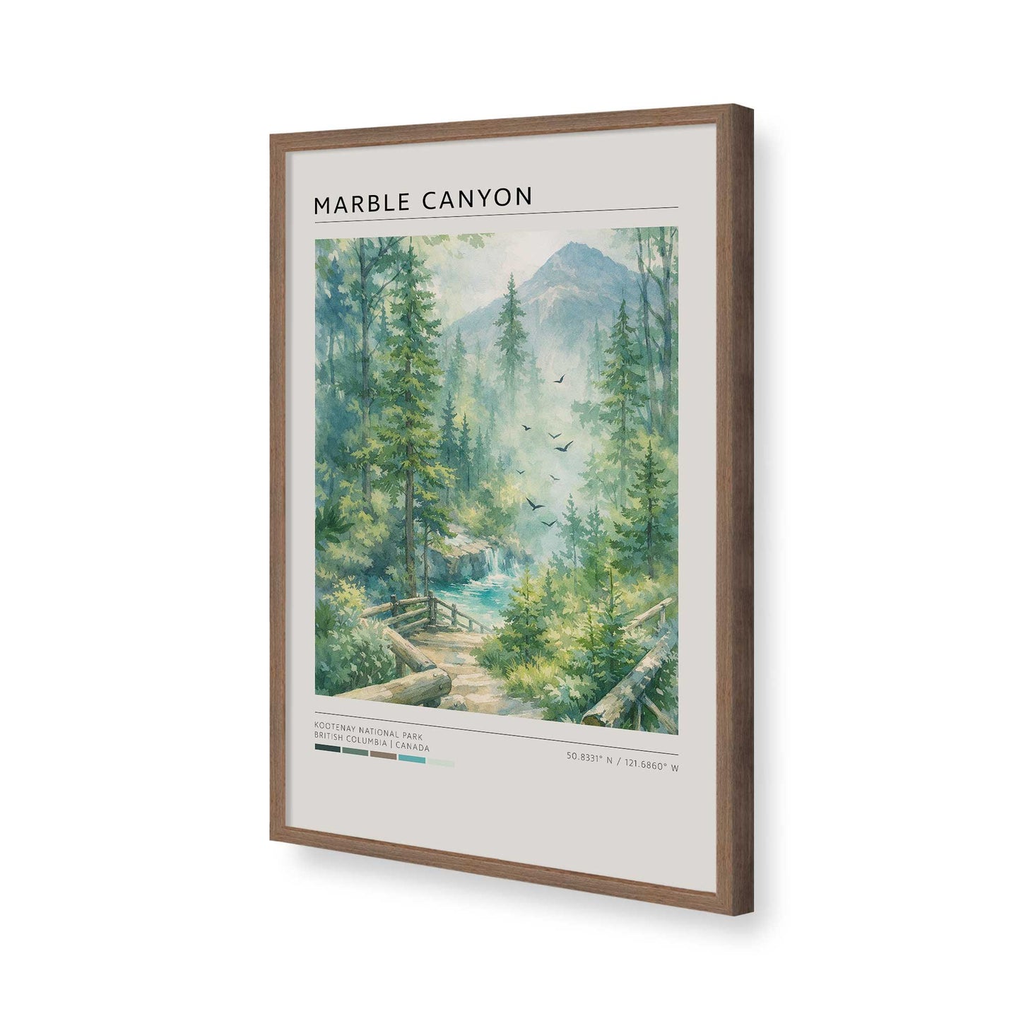 [Color:Walnut], Picture of art in a Walnut frame of the corner