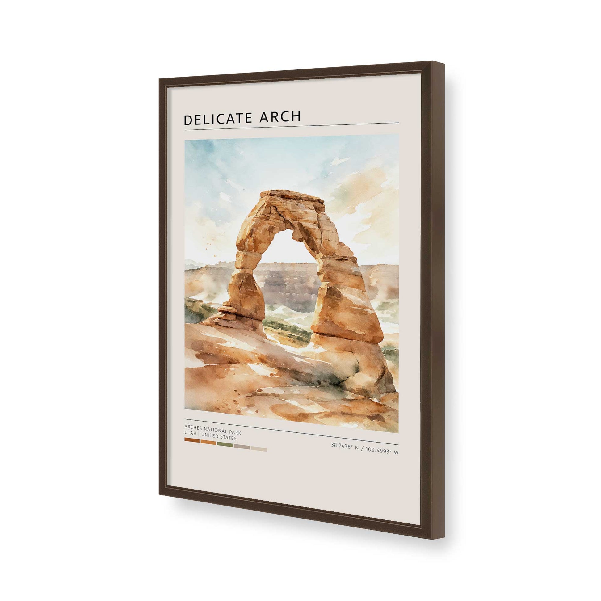 [Color:Brown], Picture of art in a Brown frame of the corner