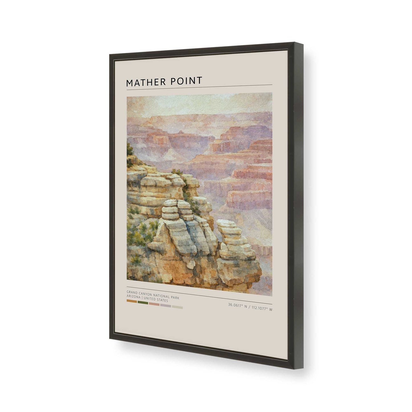[Color:Satin Black], Picture of art in a Satin Black frame of the corner