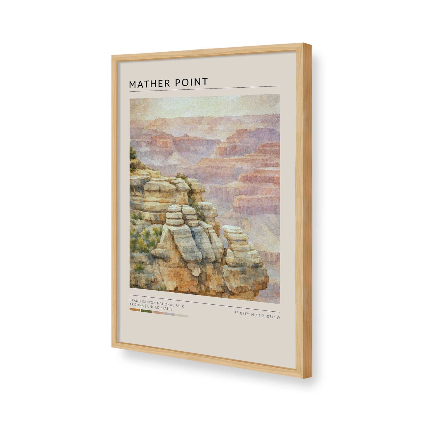 [Color:American Maple], Picture of art in a American Maple frame of the corner