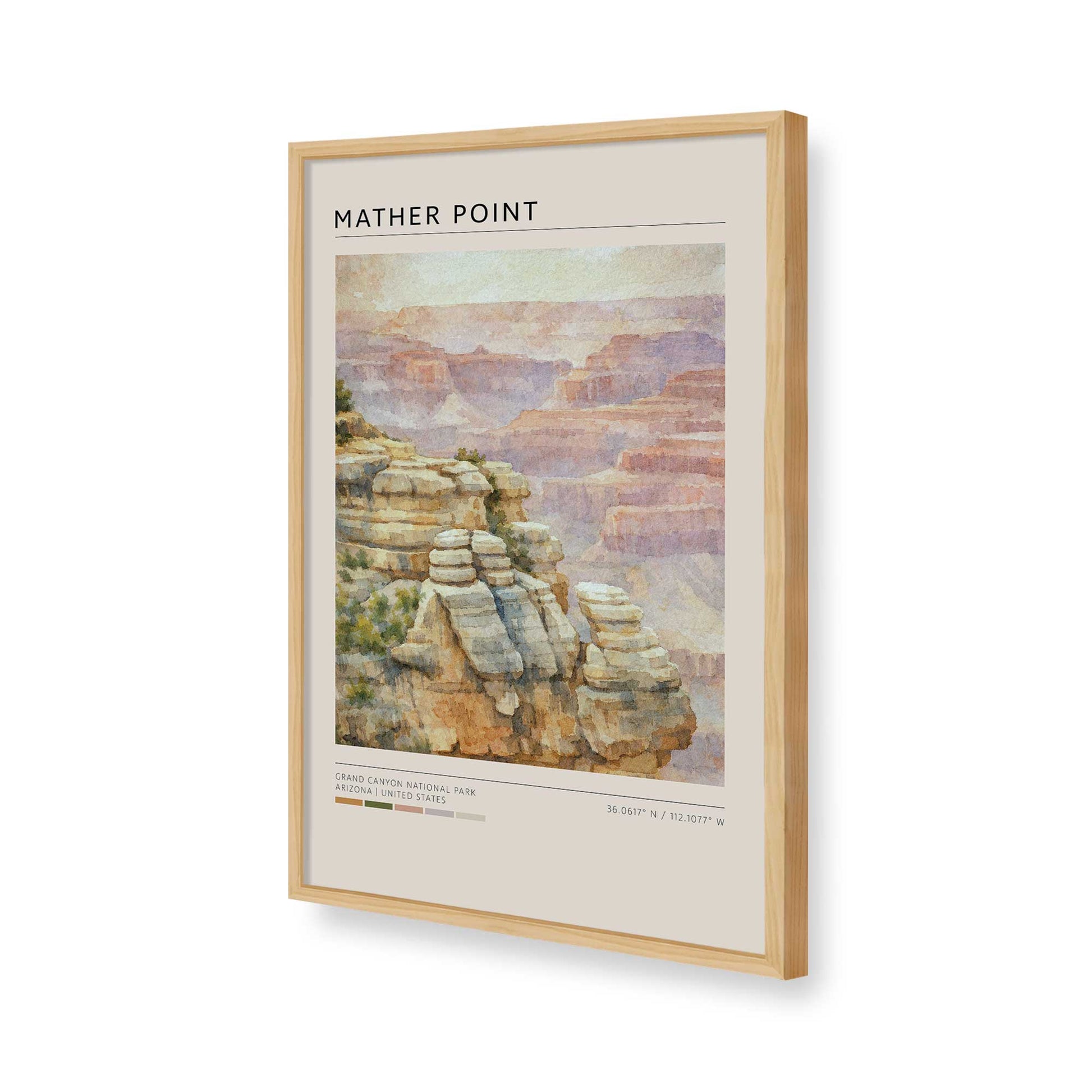 [Color:American Maple], Picture of art in a American Maple frame of the corner