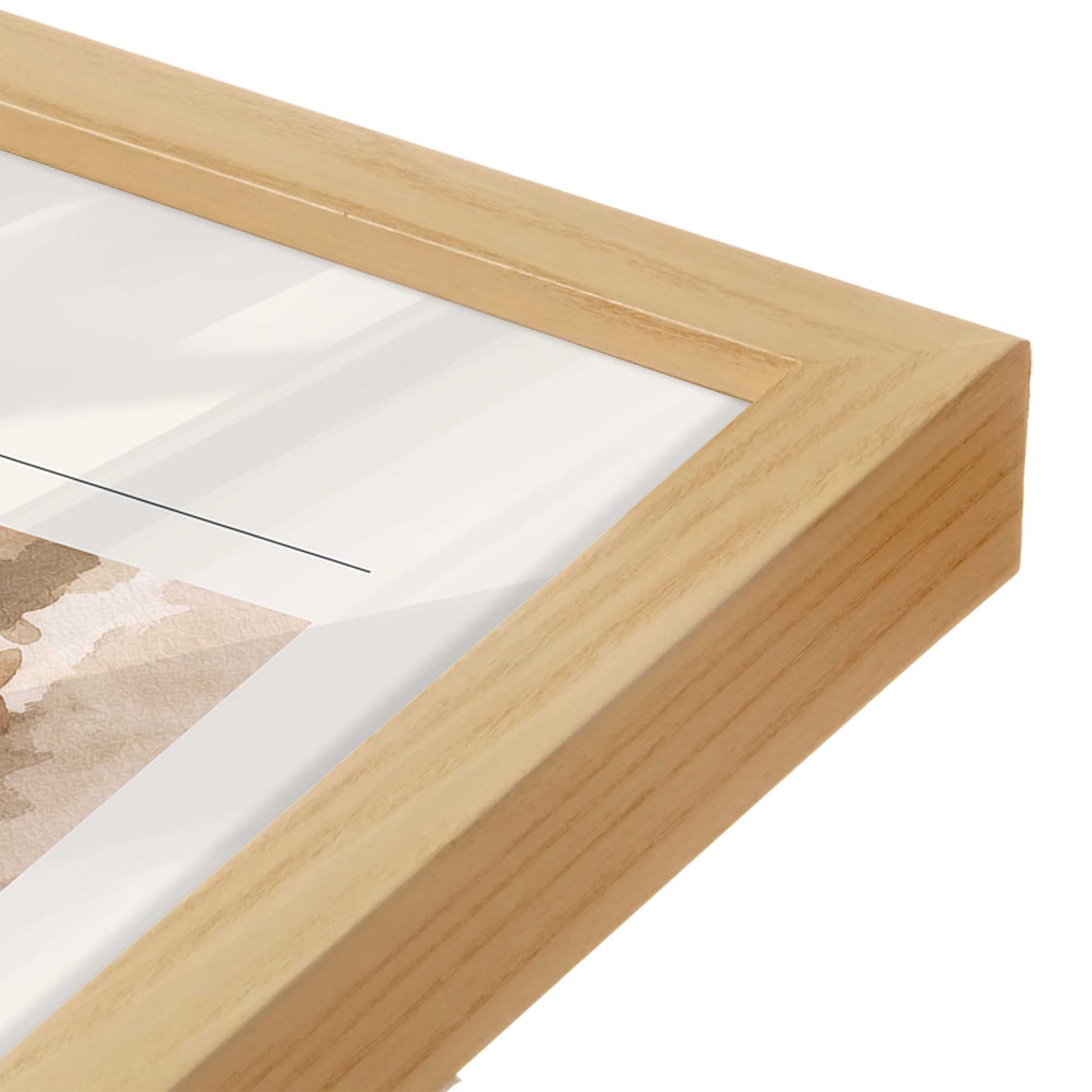 [Color:American Maple], Picture of art in a American Maple frame at an angle