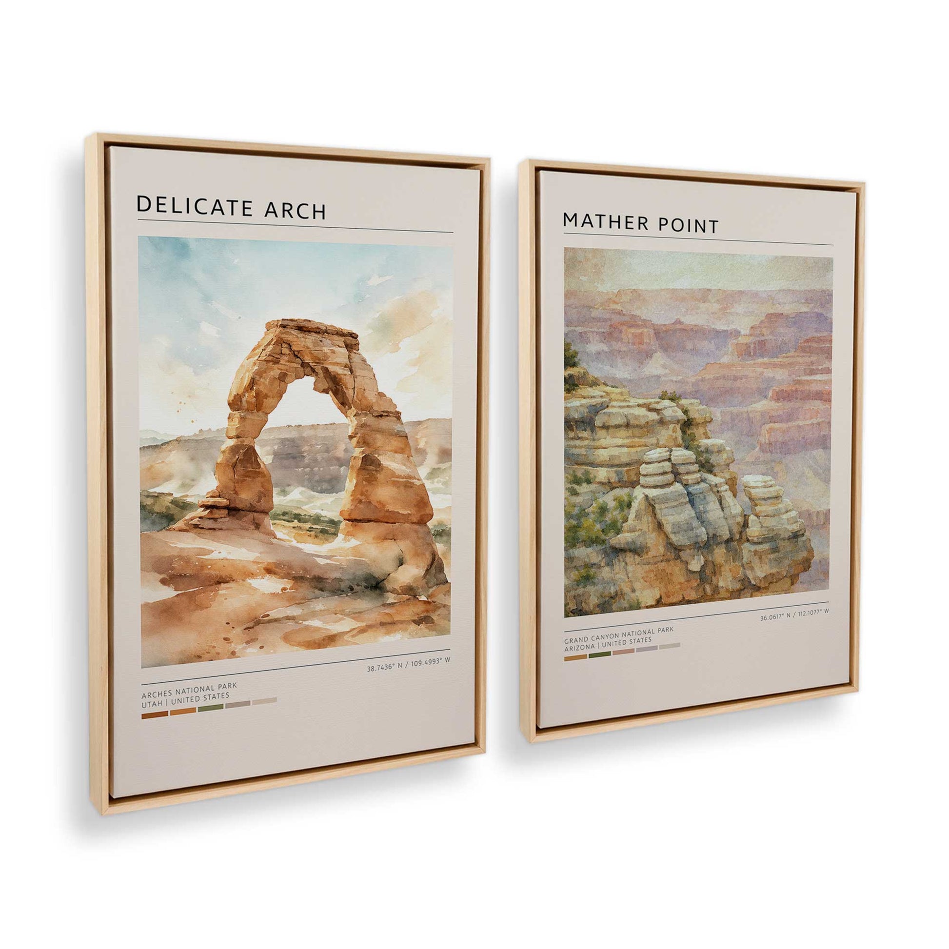 [Color:American Maple], Picture of art in a American Maple frame at an angle